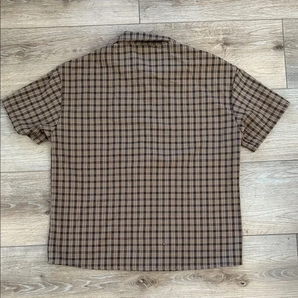 Brown Plaid Short Sleeve Shirt - Picture 2 of 2